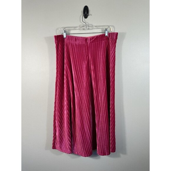 NWOT Alexia Admor Skirt Womens Large Pink Alaina Velvet Velour Midi‎ Ribbed Read - Picture 2 of 8